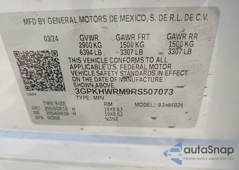 2024 Honda Prologue Touring from USA, damaged, VIN 3GPKHWRM9RS507073